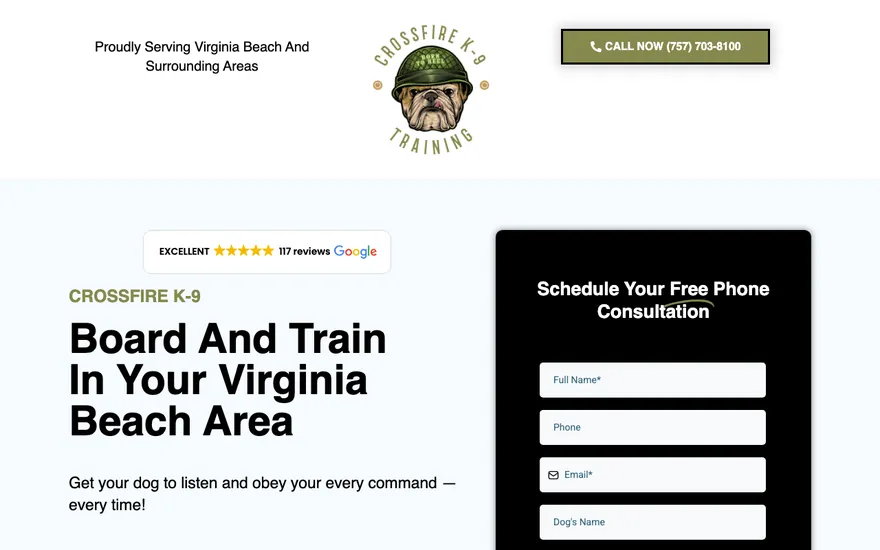 Board and Train landing page