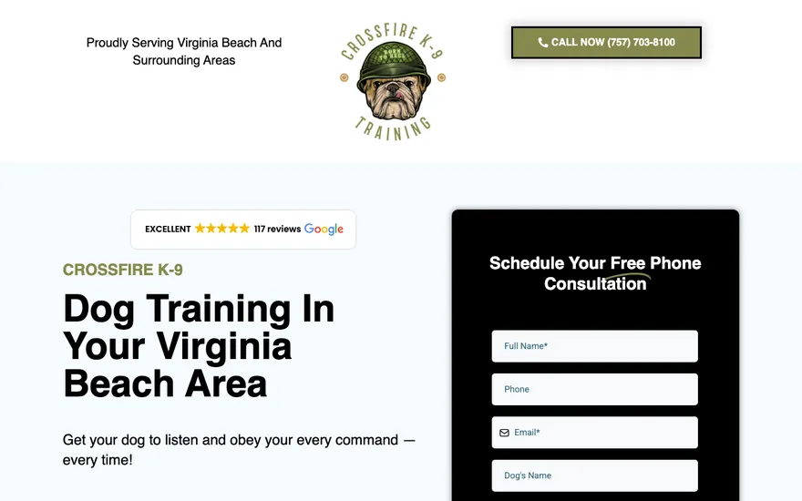 Dog Training landing page